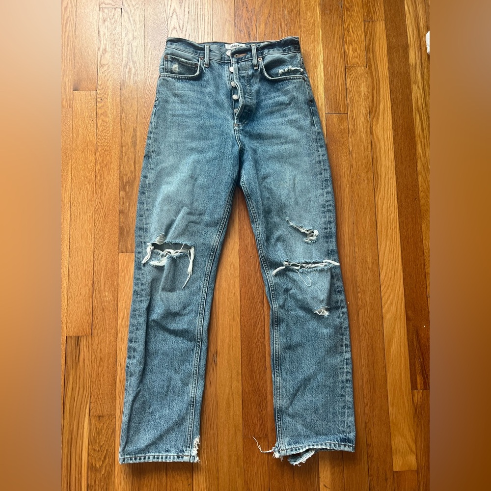 Agolde 90s pinch waist Distressed Blue Jeans size 23